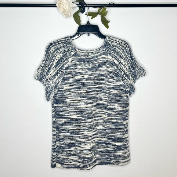 Massimo Dutti Marled Knit Short Sleeve Sweater - Picture 4 of 7